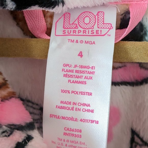 L.O.L. Surprise! - Girls Fleece Hooded Robe- Size 4 - Picture 5 of 5
